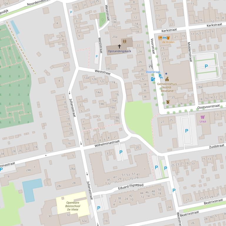 Kaart van de Weststraat.