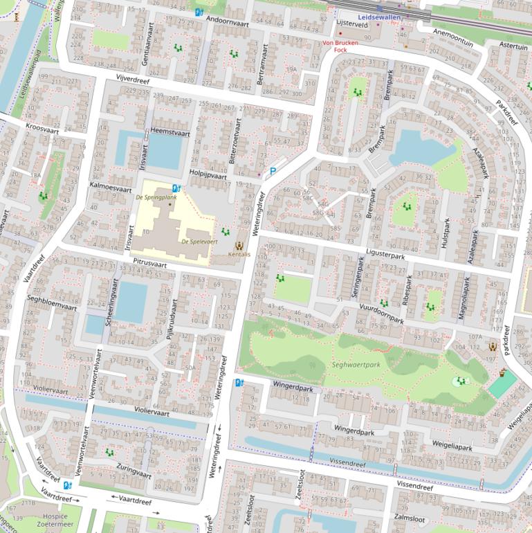 Kaart van de Weteringdreef.