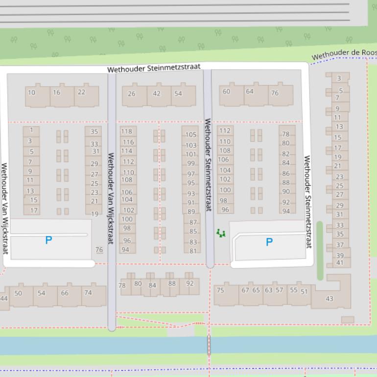 Kaart van de Wethouder Steinmetzstraat.