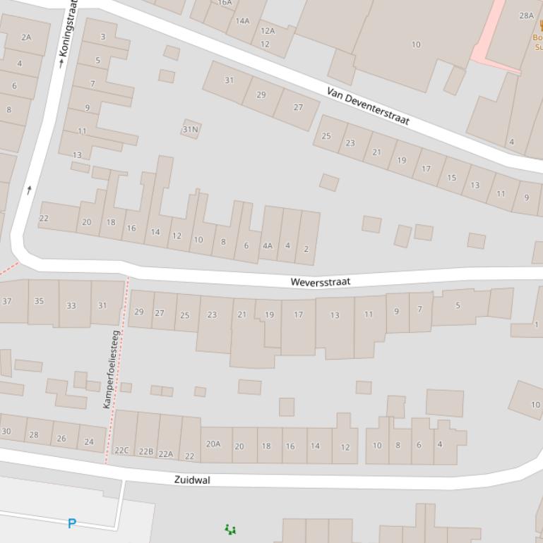 Kaart van de Weversstraat.