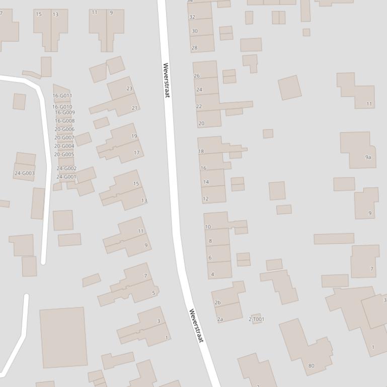 Kaart van de Weverstraat.