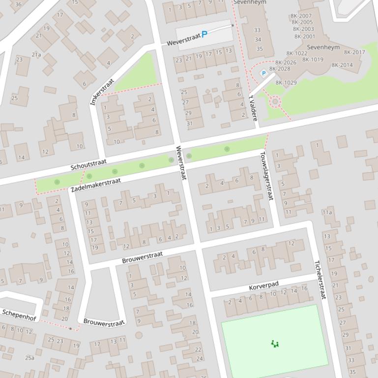 Kaart van de Weverstraat.