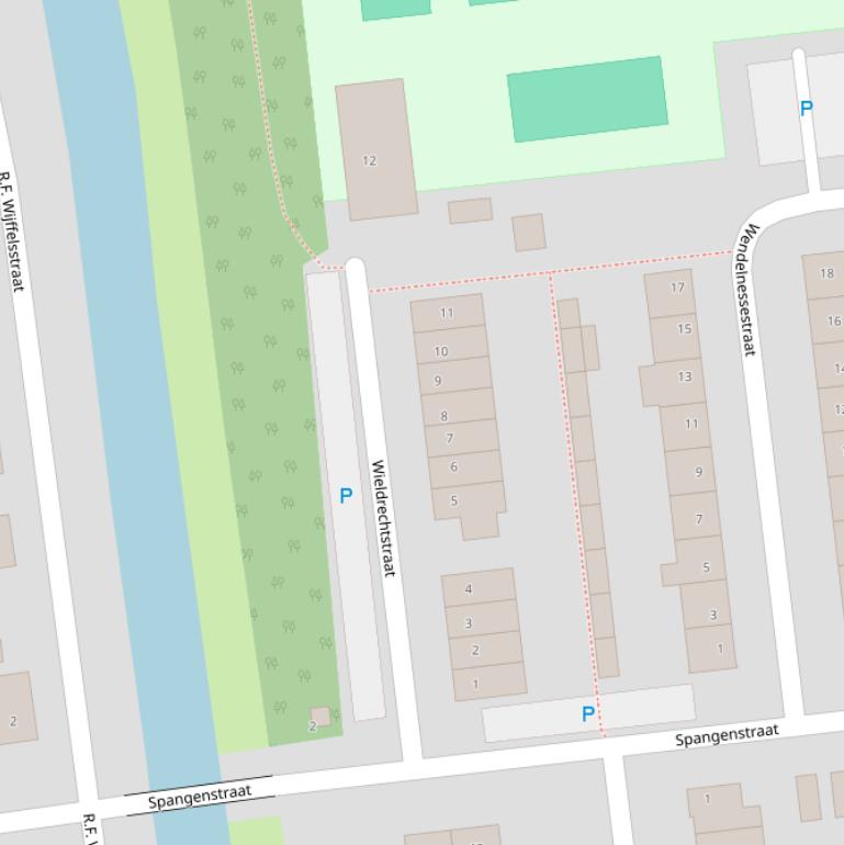 Kaart van de Wieldrechtstraat.