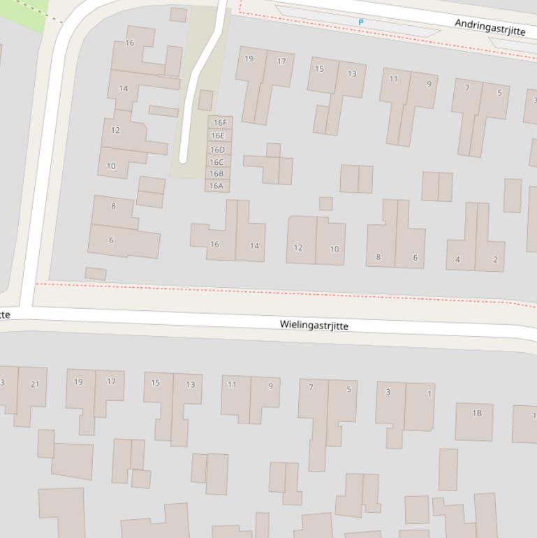 Kaart van  Wielingastrjitte.