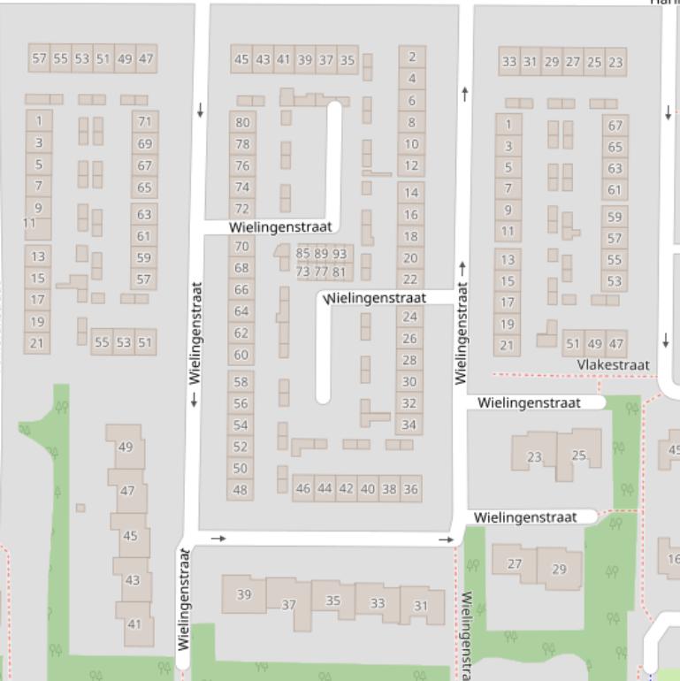 Kaart van de Wielingenstraat.