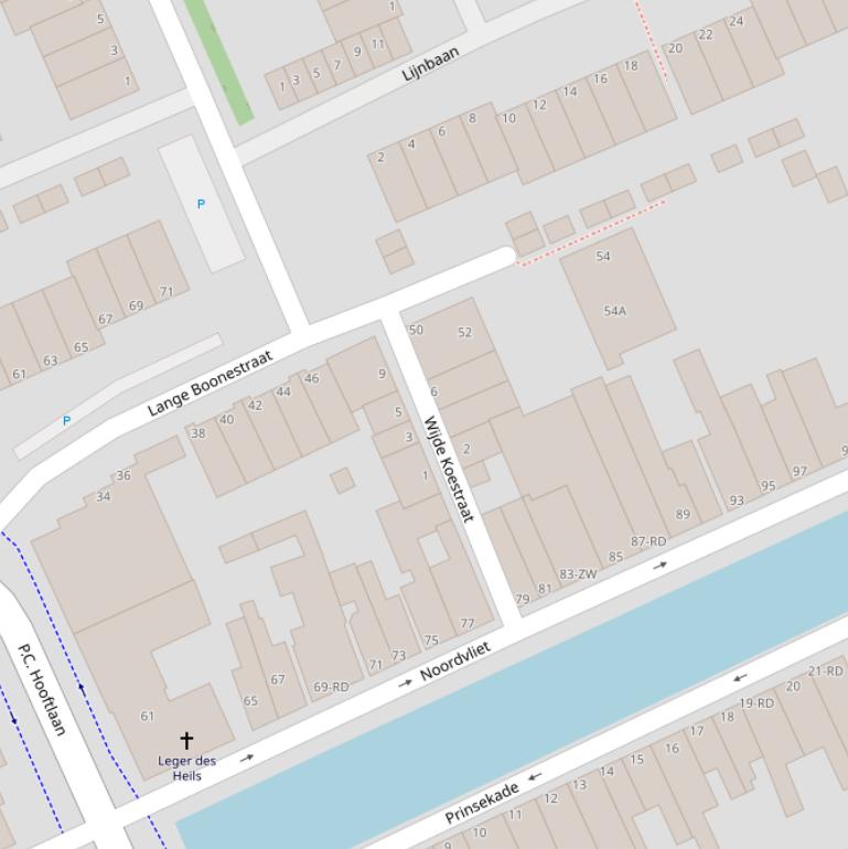 Kaart van  Wijde Koestraat.