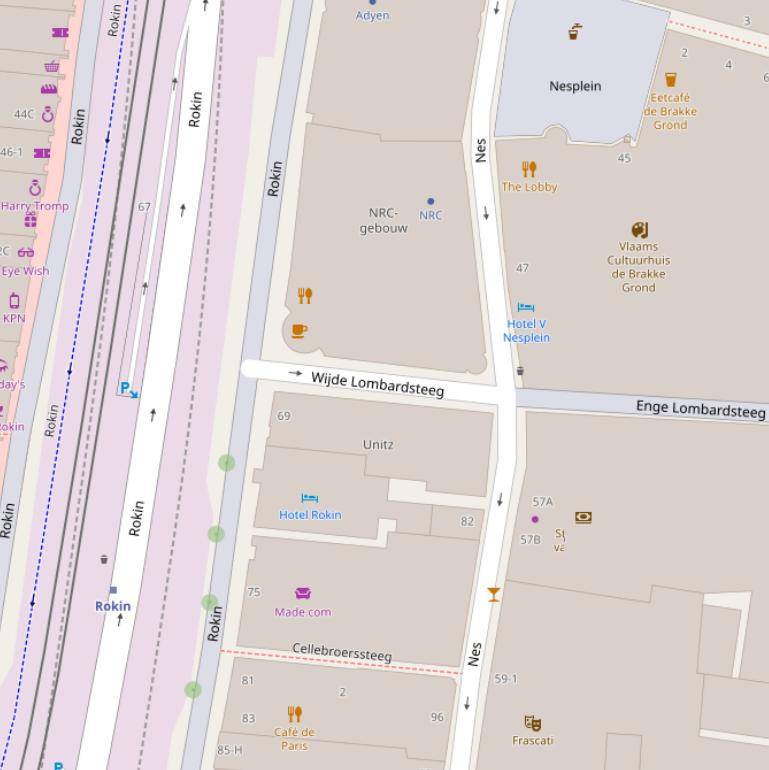 Kaart van  Wijde Lombardsteeg.