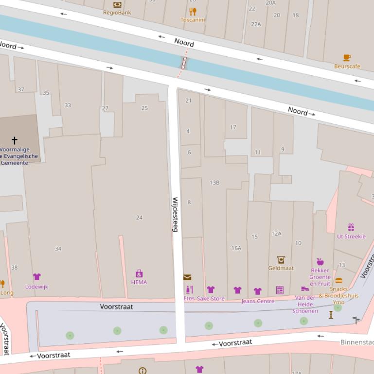 Kaart van de Wijdesteeg.