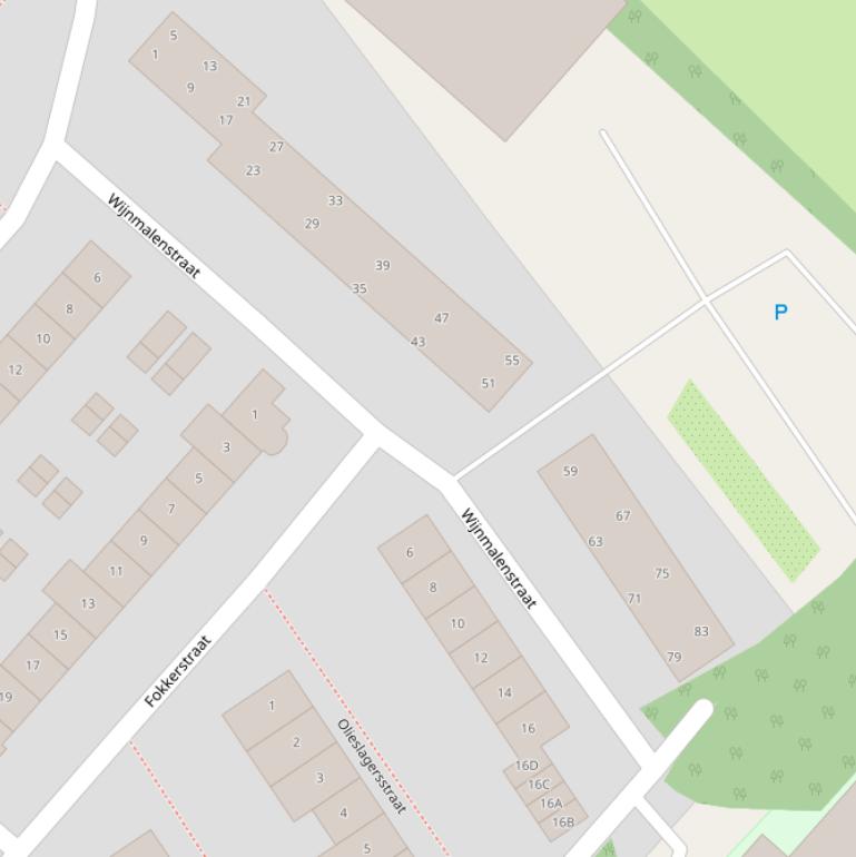 Kaart van de Wijnmalenstraat.