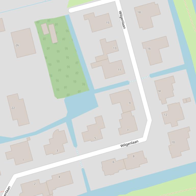 Kaart van de Wilgenlaan.