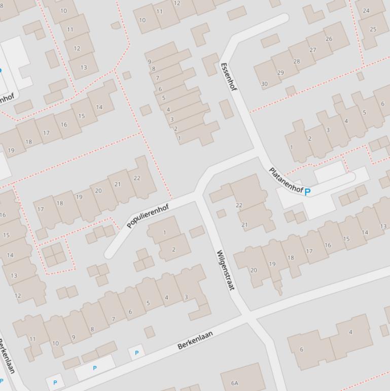 Kaart van de Wilgenstraat.