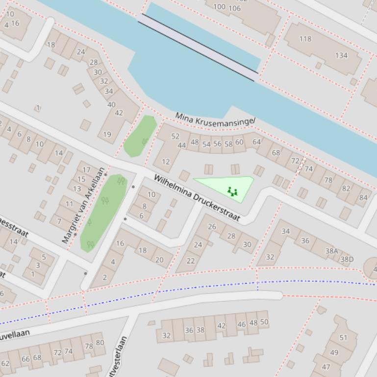 Kaart van de Wilhelmina Druckerstraat.