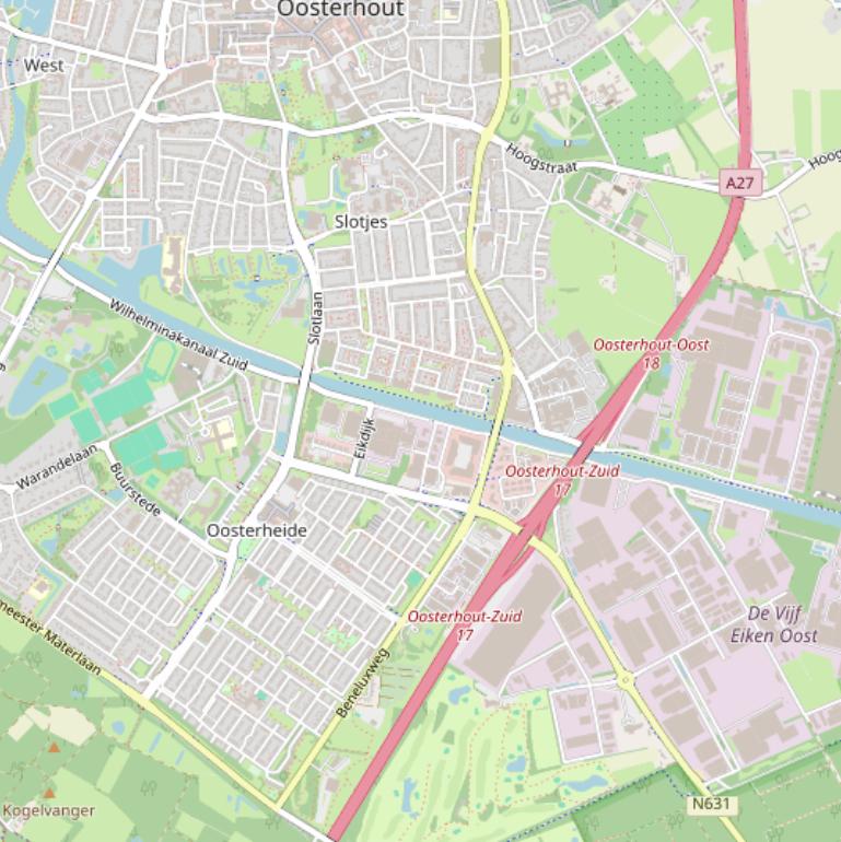 Kaart van  Wilhelminakanaal Zuid.