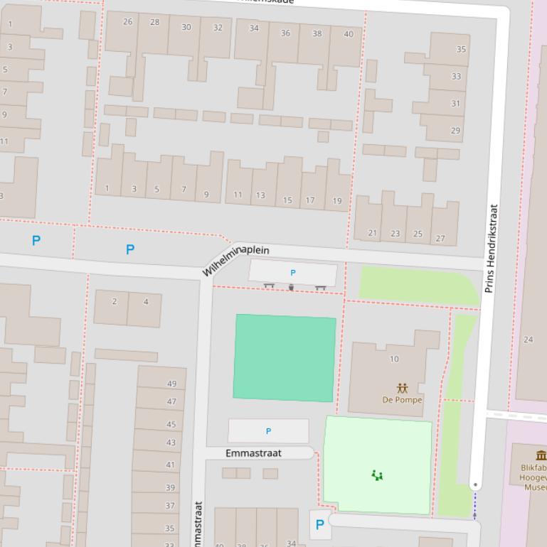 Kaart van het Wilhelminaplein.