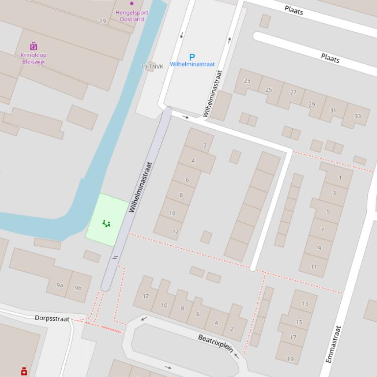 Kaart van de Wilhelminastraat.