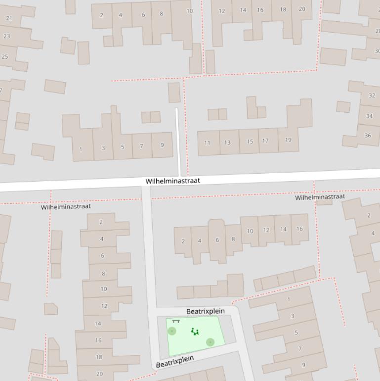 Kaart van de Wilhelminastraat.