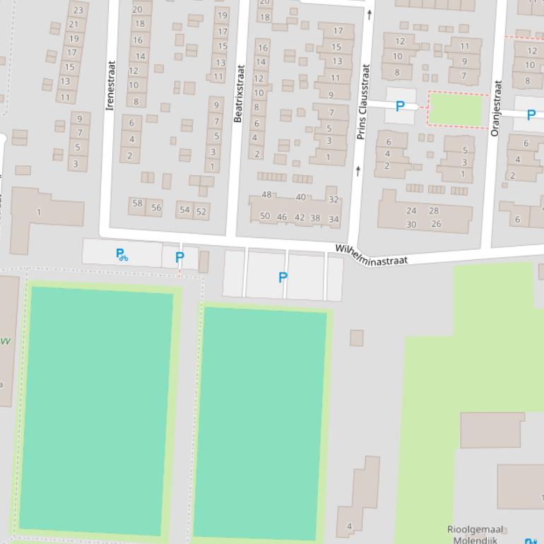 Kaart van de Wilhelminastraat.