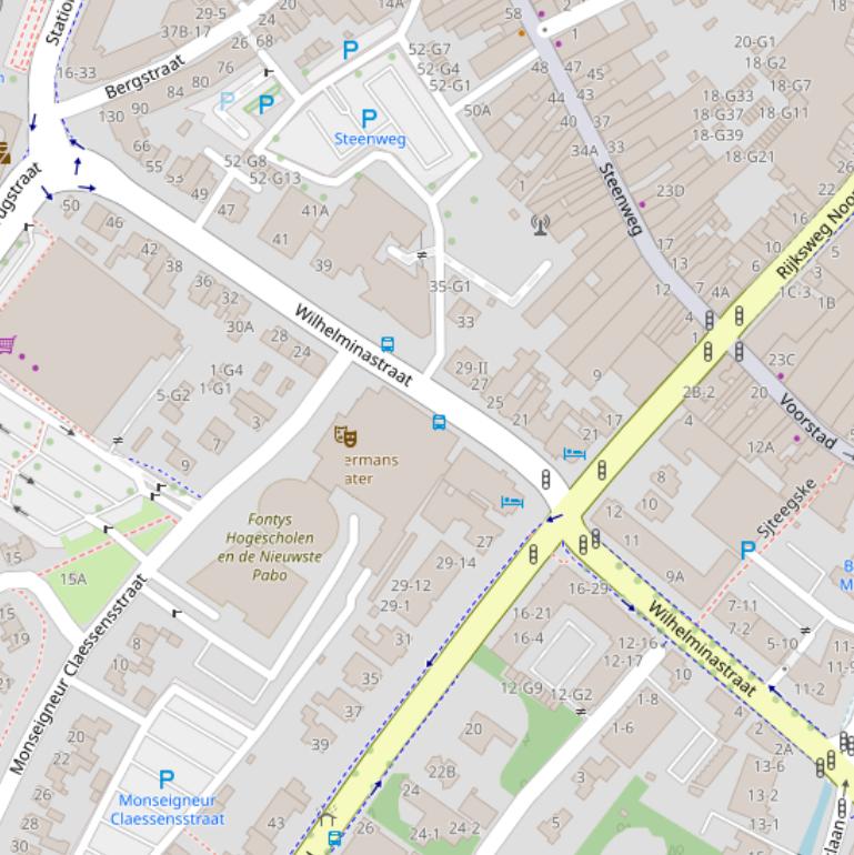 Kaart van de Wilhelminastraat.