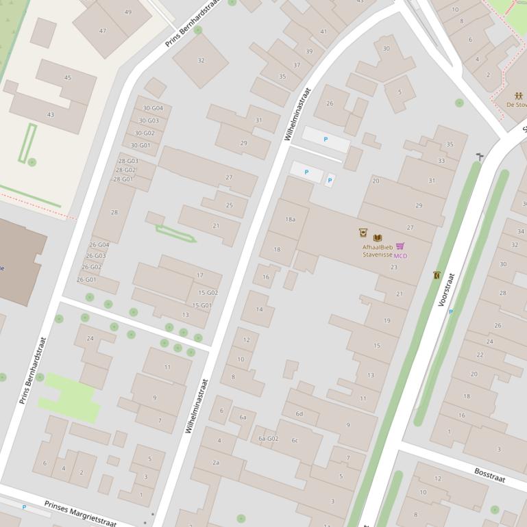 Kaart van de Wilhelminastraat.