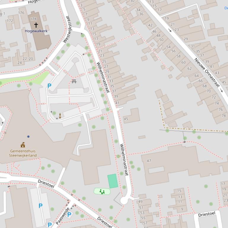 Kaart van de Wilhelminastraat.