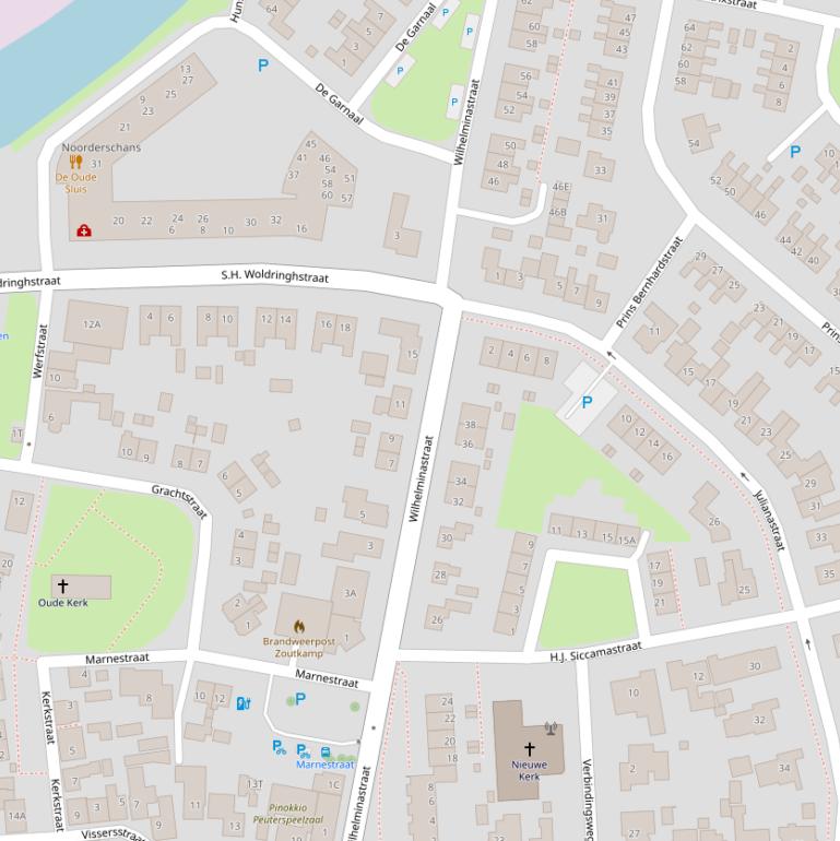 Kaart van de Wilhelminastraat.