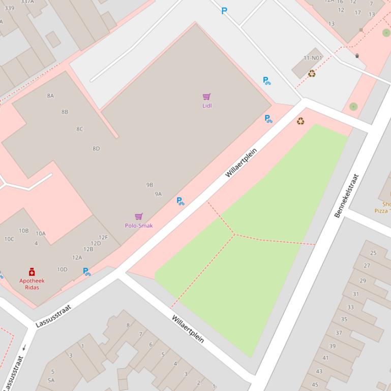 Kaart van het Willaertplein.