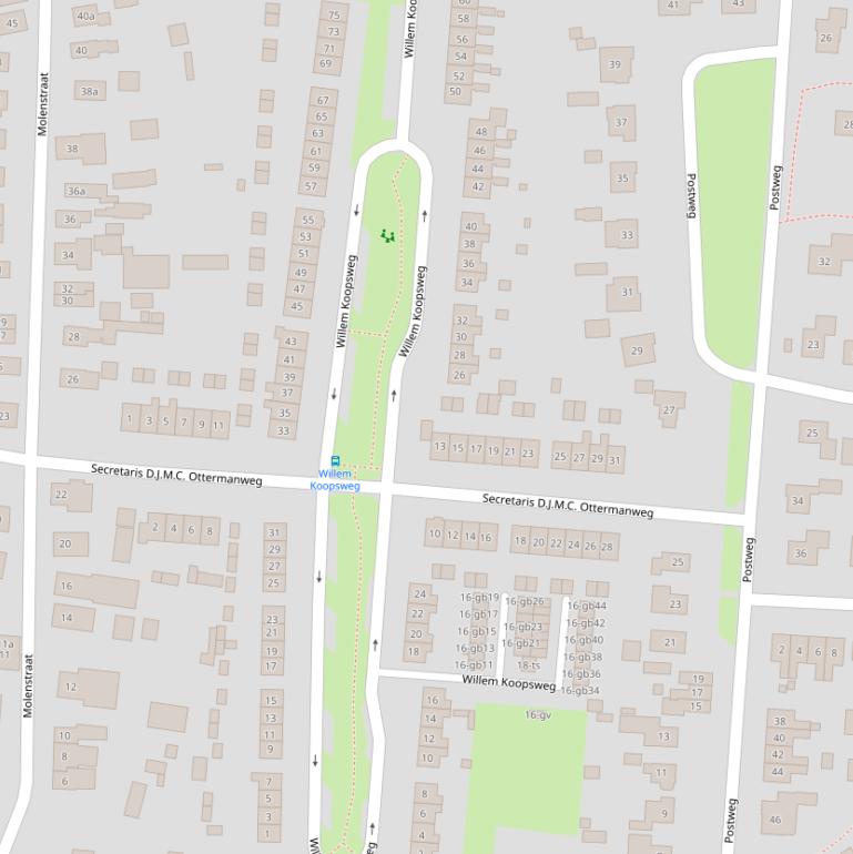 Kaart van de Willem Koopsweg.
