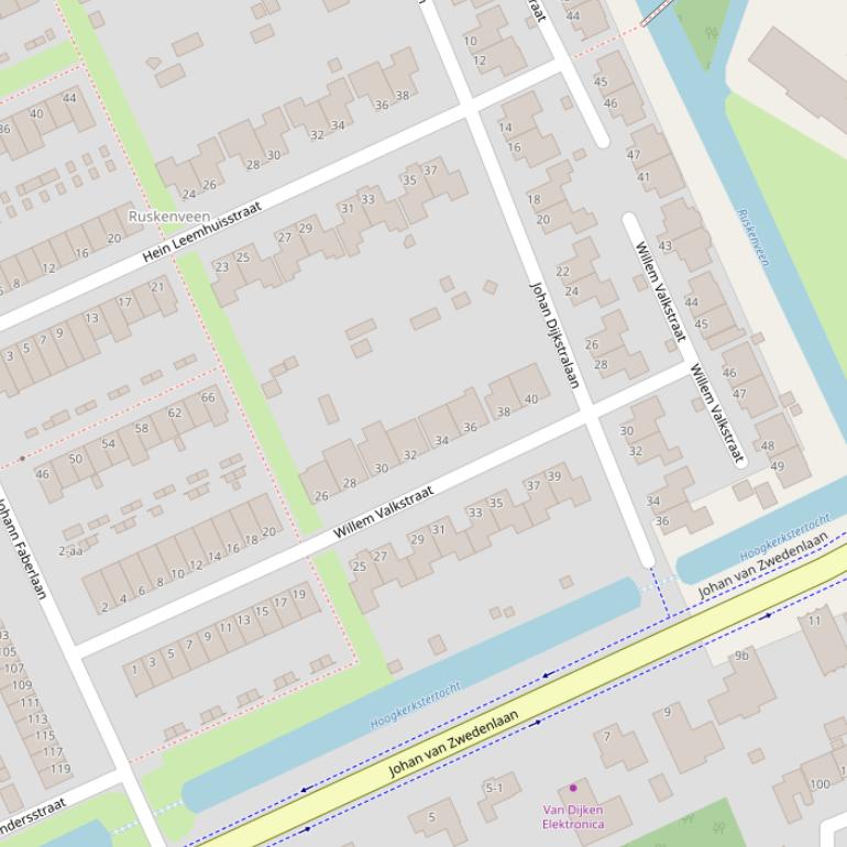 Kaart van de Willem Valkstraat.