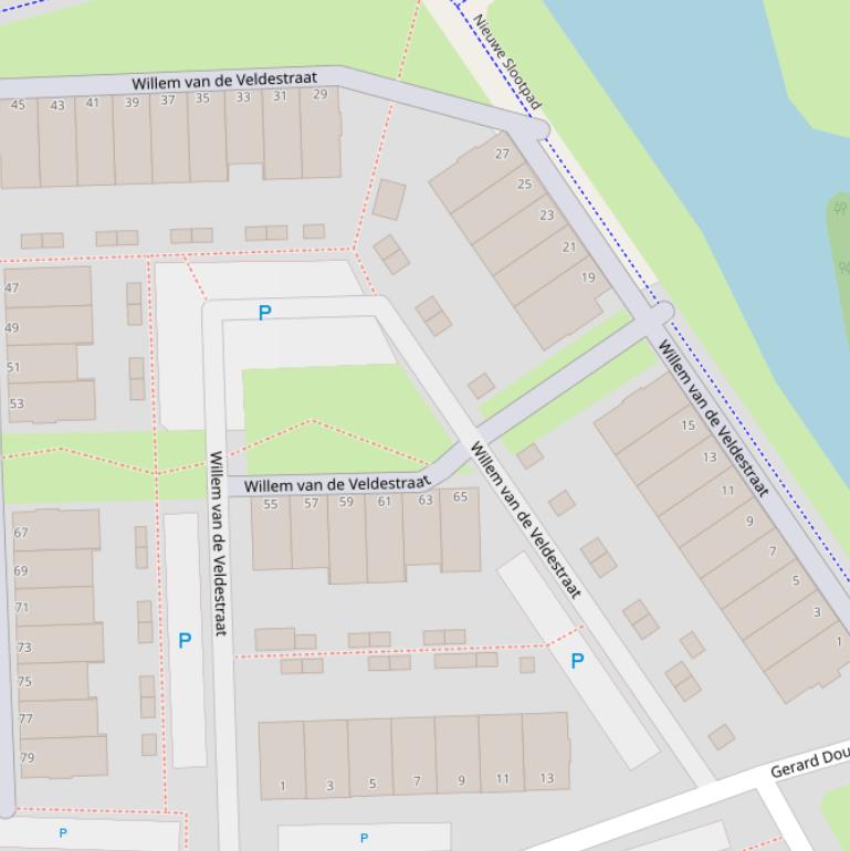 Kaart van  Willem van de Veldestraat.