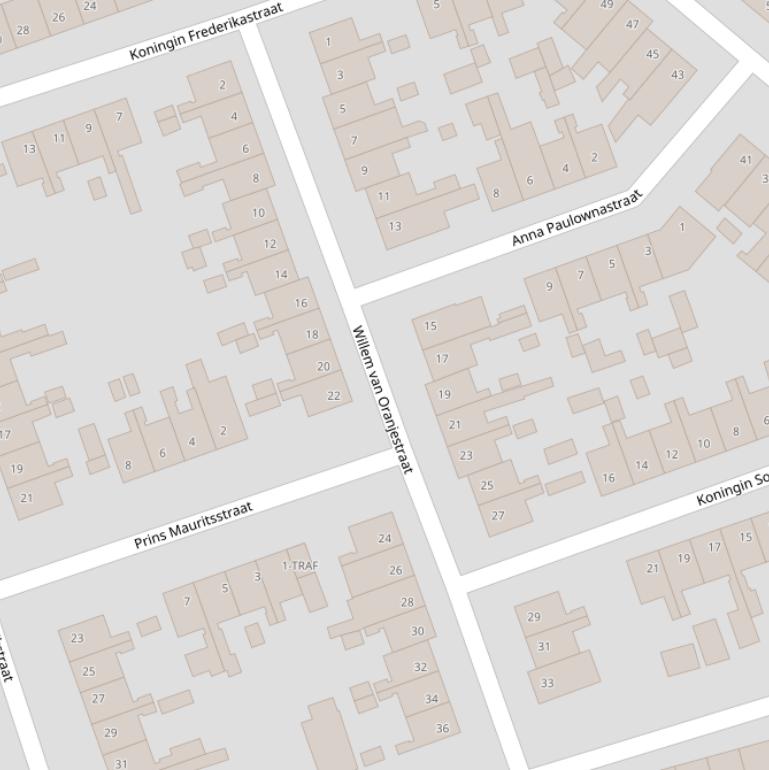 Kaart van de Willem van Oranjestraat.