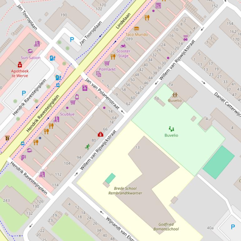 Kaart van de Willem van Rijswijckstraat.