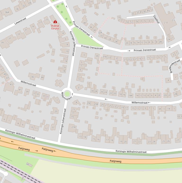 Kaart van de Willemsstraat.