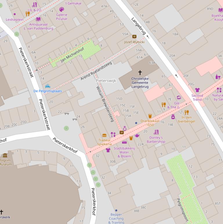 Kaart van de William Brewstersteeg.