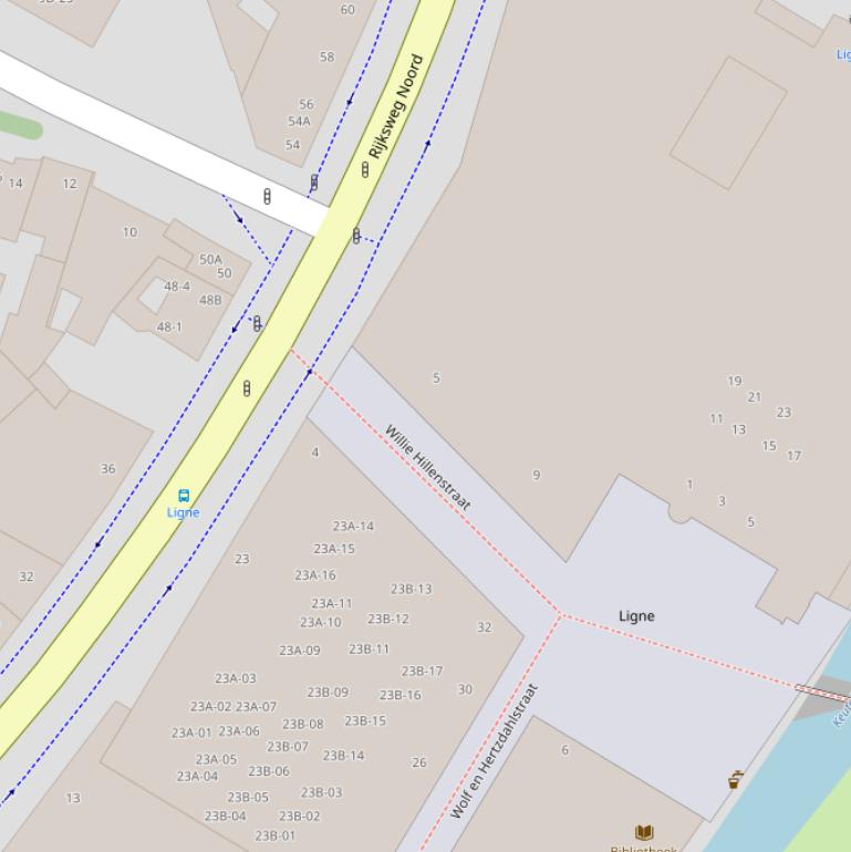 Kaart van de Willie Hillenstraat.