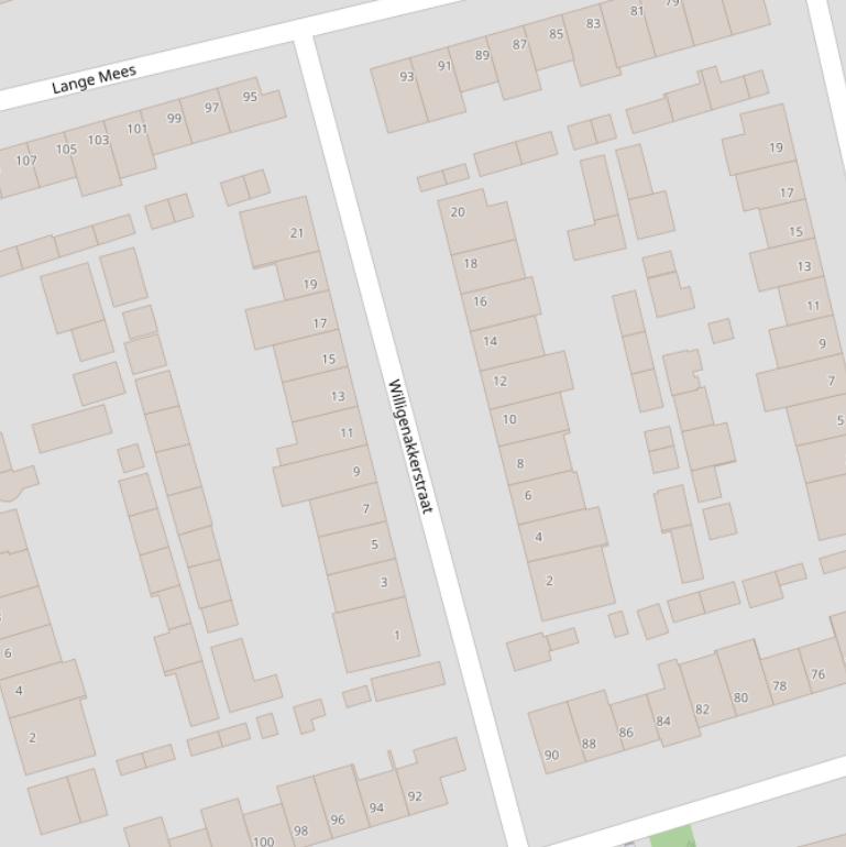 Kaart van de Willigenakkerstraat.