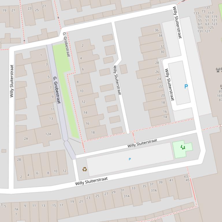 Kaart van de Willy Sluiterstraat.