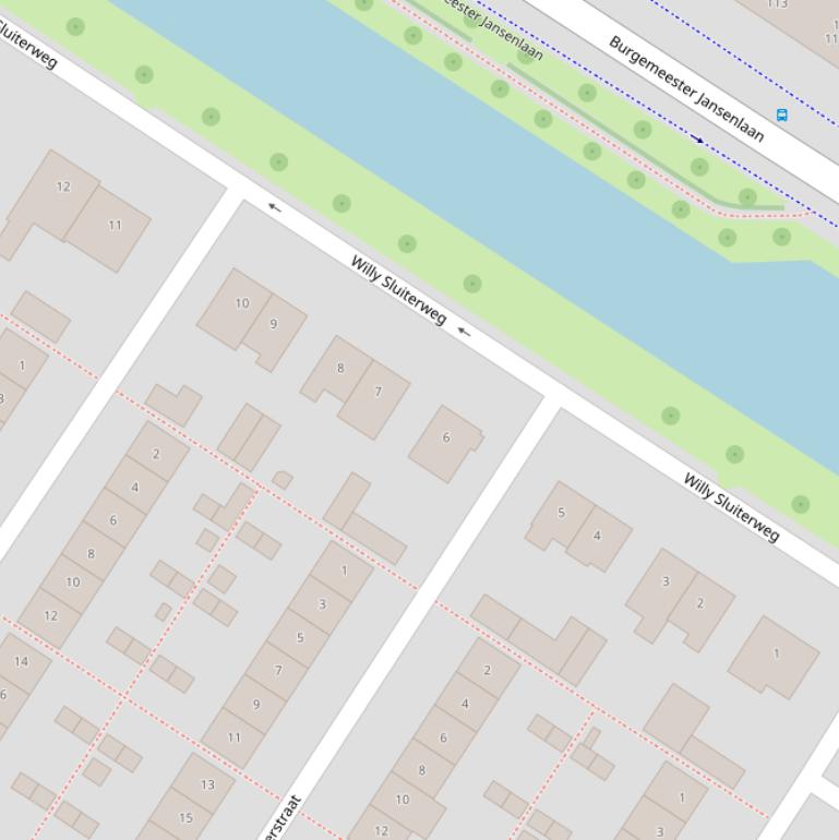 Kaart van de Willy Sluiterweg.