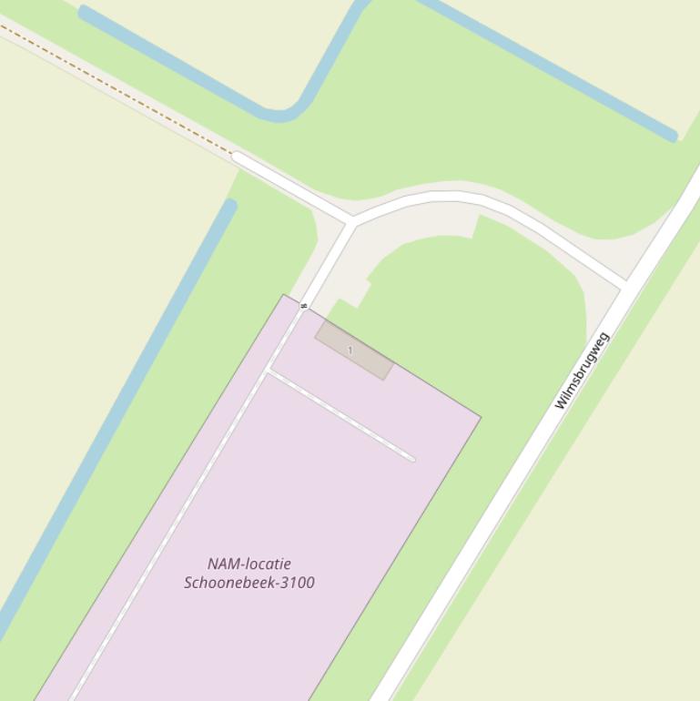 Kaart van de Wilmsbrugweg.