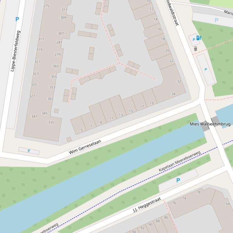 Kaart van de Wim Gerreselaan.