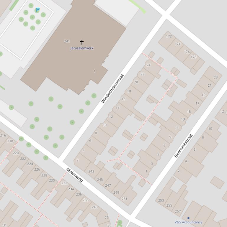 Kaart van de Windesheimstraat.