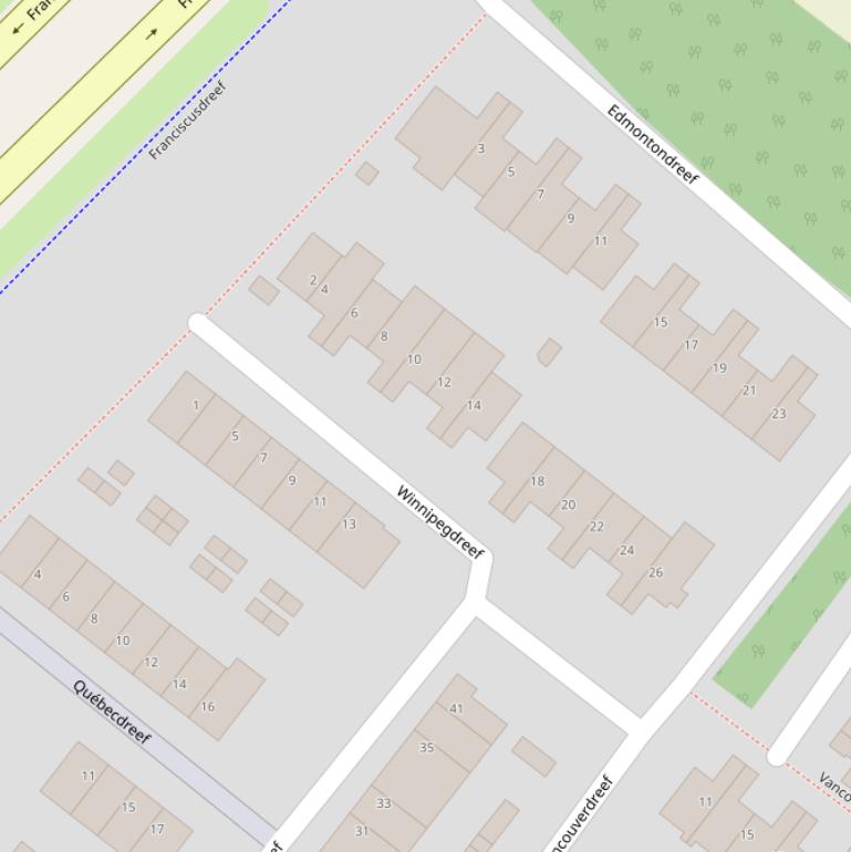 Kaart van de Winnipegdreef.