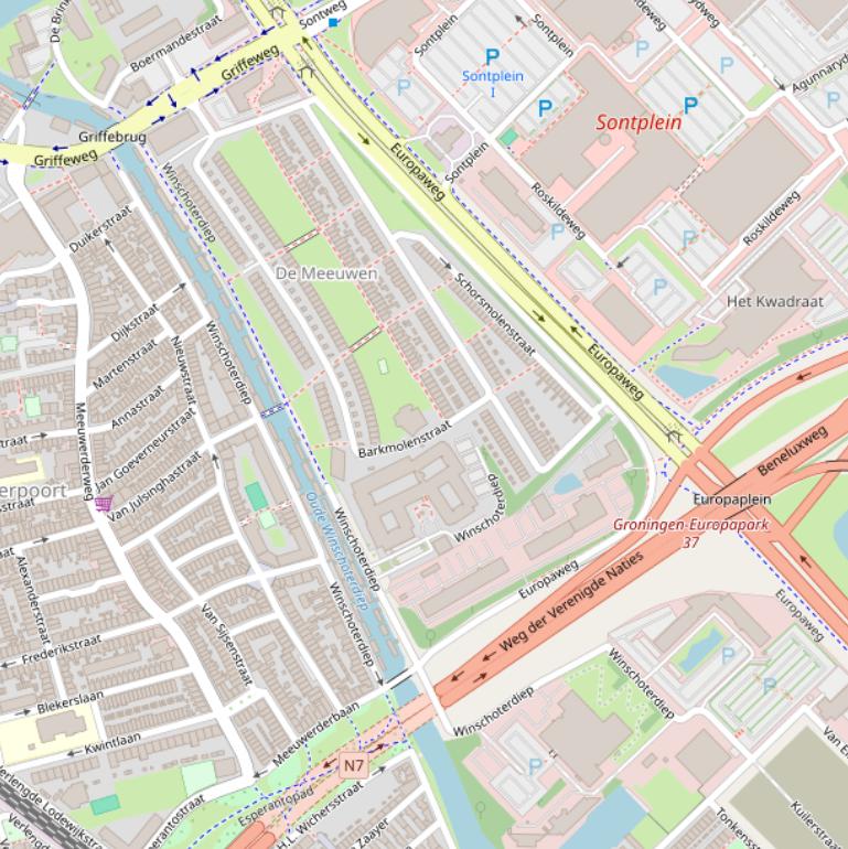 Kaart van  Winschoterdiep.