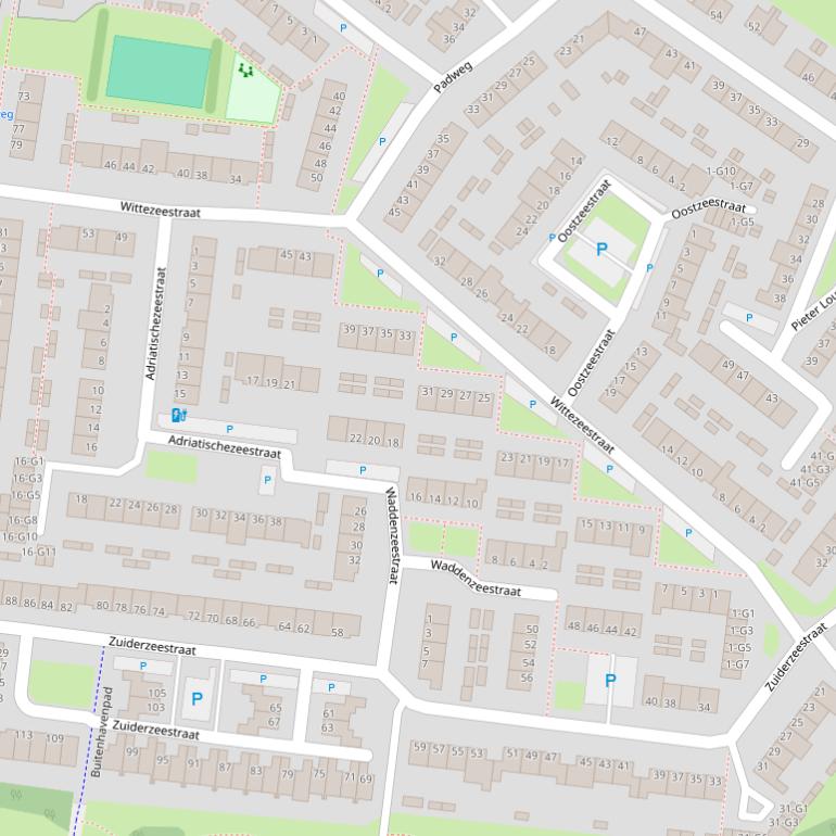 Kaart van de Wittezeestraat.