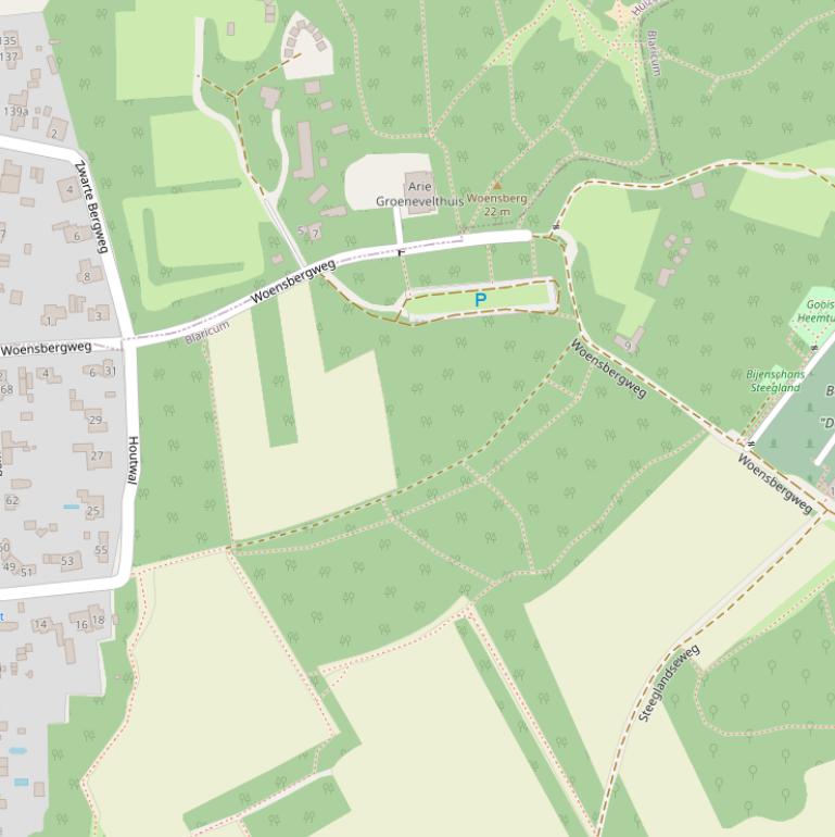 Kaart van de Woensbergweg.