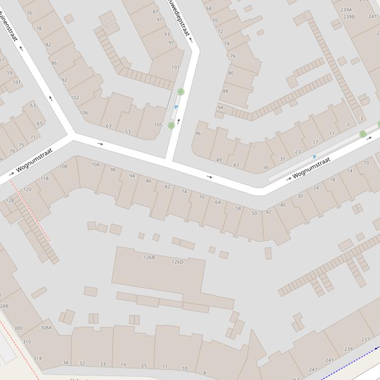 Kaart van de Wognumstraat.