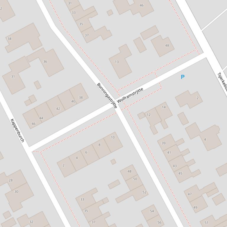 Kaart van  Wolframstrjitte.