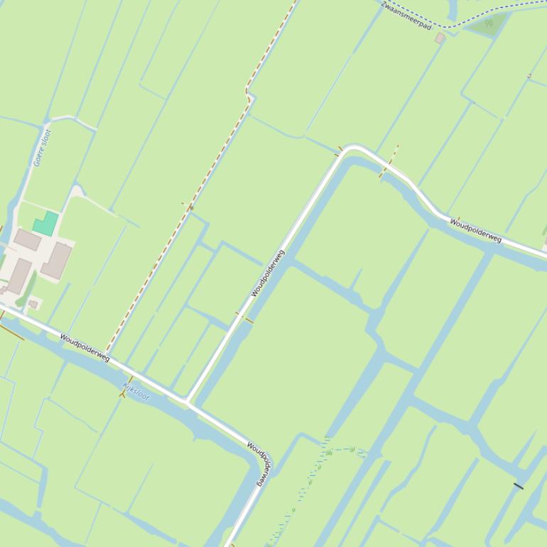 Kaart van de Woudpolderweg.