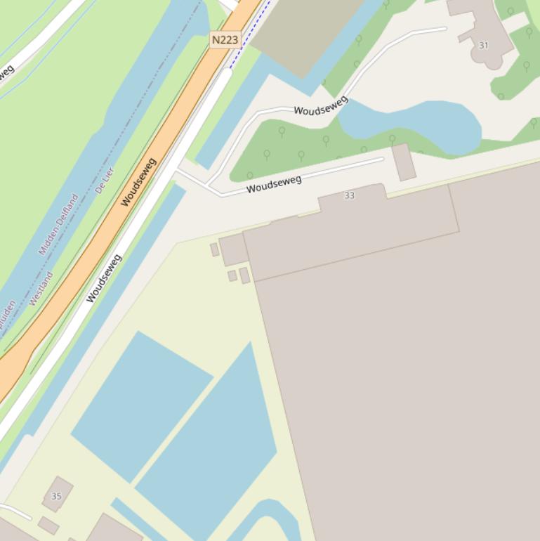 Kaart van de Woudseweg.