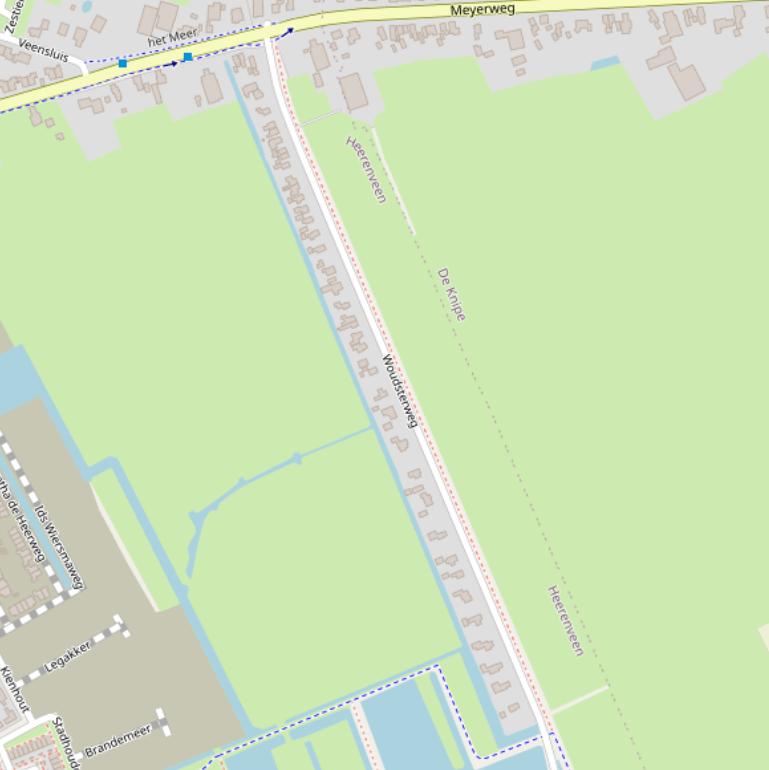 Kaart van de Woudsterweg.