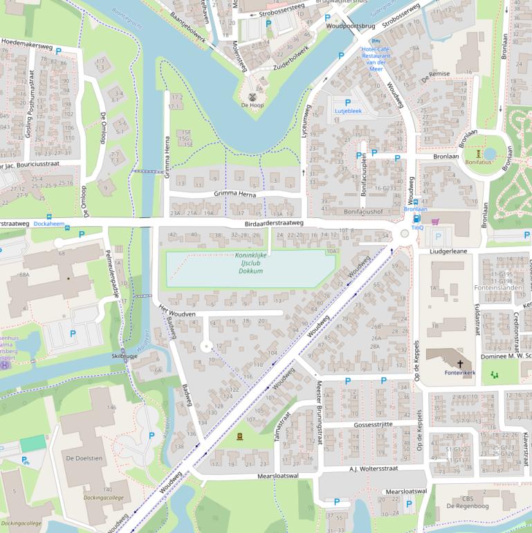 Kaart van de Woudweg.